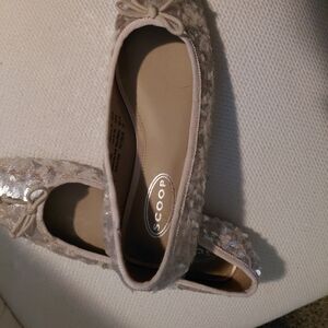 Women's Sequin Ballet Flats - Cream